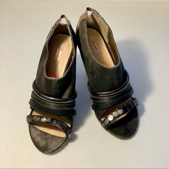 Diesel Open Toe Satin & Suede Bootie Heels 38 (8) - Picture 2 of 9